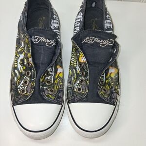 Ed Hardy Black and White Graphic Sneakers